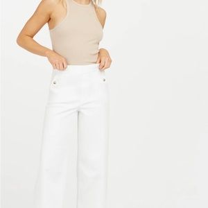 NWOT Spanx Stretch Twill Cropped Wide Leg Pant, Bright White